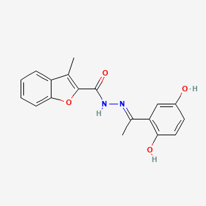 molecular formula C18H16N2O4 B6056310 N'-[1-(2,5-dihydroxyphenyl)ethylidene]-3-methyl-1-benzofuran-2-carbohydrazide 