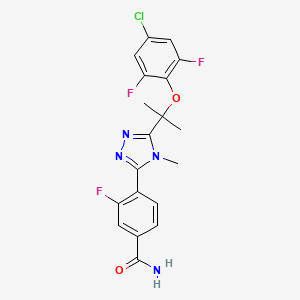 molecular formula C19H16ClF3N4O2 B605633 4-[5-[2-(4-Chloro-2,6-difluorophenoxy)propan-2-yl]-4-methyl-1,2,4-triazol-3-yl]-3-fluorobenzamide CAS No. 1204178-50-6