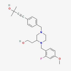 molecular formula C26H33FN2O3 B6056330 4-(4-{[4-(2-fluoro-4-methoxybenzyl)-3-(2-hydroxyethyl)-1-piperazinyl]methyl}phenyl)-2-methyl-3-butyn-2-ol 