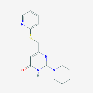 molecular formula C15H18N4OS B6056432 2-(1-piperidinyl)-6-[(2-pyridinylthio)methyl]-4(3H)-pyrimidinone 