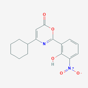 molecular formula C16H16N2O5 B6056442 4-cyclohexyl-2-(2-hydroxy-3-nitrophenyl)-6H-1,3-oxazin-6-one 