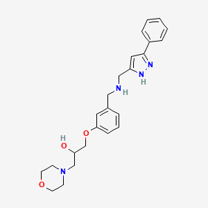 molecular formula C24H30N4O3 B6056444 1-(4-morpholinyl)-3-[3-({[(5-phenyl-1H-pyrazol-3-yl)methyl]amino}methyl)phenoxy]-2-propanol 