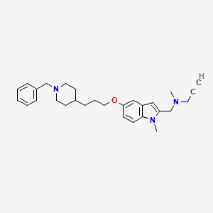 molecular formula C29H37N3O B605646 N-[[5-[3-(1-benzylpiperidin-4-yl)propoxy]-1-methylindol-2-yl]methyl]-N-methylprop-2-yn-1-amine CAS No. 1334106-34-1
