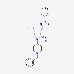 molecular formula C25H26N4OS B6056493 5-amino-1-(1-benzyl-4-piperidinyl)-4-(4-phenyl-1,3-thiazol-2-yl)-1,2-dihydro-3H-pyrrol-3-one 
