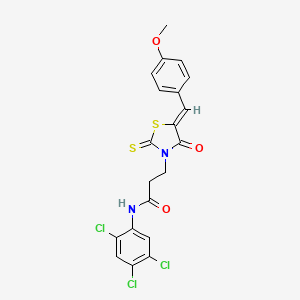 molecular formula C20H15Cl3N2O3S2 B6056539 3-[5-(4-methoxybenzylidene)-4-oxo-2-thioxo-1,3-thiazolidin-3-yl]-N-(2,4,5-trichlorophenyl)propanamide 