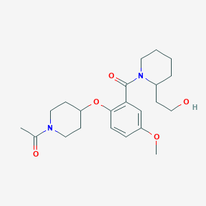 molecular formula C22H32N2O5 B6056549 2-(1-{2-[(1-acetyl-4-piperidinyl)oxy]-5-methoxybenzoyl}-2-piperidinyl)ethanol 