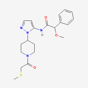 molecular formula C20H26N4O3S B6056571 2-methoxy-N-(1-{1-[(methylthio)acetyl]-4-piperidinyl}-1H-pyrazol-5-yl)-2-phenylacetamide 