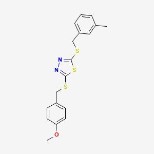 molecular formula C18H18N2OS3 B6056580 2-[(4-methoxybenzyl)thio]-5-[(3-methylbenzyl)thio]-1,3,4-thiadiazole 