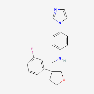 molecular formula C20H20FN3O B6056582 N-{[3-(3-fluorophenyl)tetrahydro-3-furanyl]methyl}-4-(1H-imidazol-1-yl)aniline 