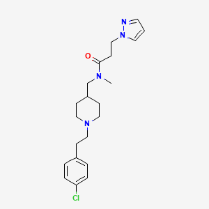 molecular formula C21H29ClN4O B6056584 N-({1-[2-(4-chlorophenyl)ethyl]-4-piperidinyl}methyl)-N-methyl-3-(1H-pyrazol-1-yl)propanamide 