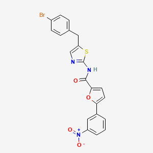 molecular formula C21H14BrN3O4S B6056590 N-[5-(4-bromobenzyl)-1,3-thiazol-2-yl]-5-(3-nitrophenyl)-2-furamide 