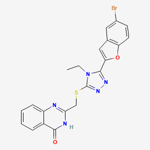 molecular formula C21H16BrN5O2S B6056594 2-({[5-(5-bromo-1-benzofuran-2-yl)-4-ethyl-4H-1,2,4-triazol-3-yl]thio}methyl)-4(3H)-quinazolinone 
