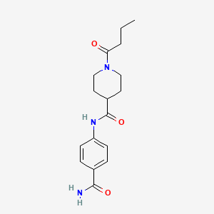 molecular formula C17H23N3O3 B6056600 N-[4-(aminocarbonyl)phenyl]-1-butyryl-4-piperidinecarboxamide 