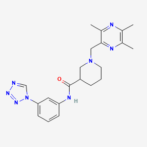 molecular formula C21H26N8O B6056602 N-[3-(1H-tetrazol-1-yl)phenyl]-1-[(3,5,6-trimethyl-2-pyrazinyl)methyl]-3-piperidinecarboxamide 