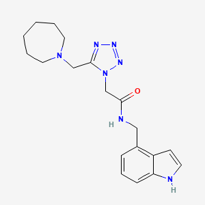 molecular formula C19H25N7O B6056607 2-[5-(1-azepanylmethyl)-1H-tetrazol-1-yl]-N-(1H-indol-4-ylmethyl)acetamide 