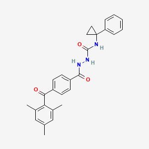 molecular formula C27H27N3O3 B6056624 2-[4-(mesitylcarbonyl)benzoyl]-N-(1-phenylcyclopropyl)hydrazinecarboxamide 