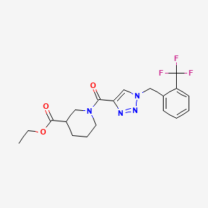 molecular formula C19H21F3N4O3 B6056626 ethyl 1-({1-[2-(trifluoromethyl)benzyl]-1H-1,2,3-triazol-4-yl}carbonyl)-3-piperidinecarboxylate 