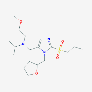 molecular formula C18H33N3O4S B6056642 N-(2-methoxyethyl)-N-{[2-(propylsulfonyl)-1-(tetrahydro-2-furanylmethyl)-1H-imidazol-5-yl]methyl}-2-propanamine 