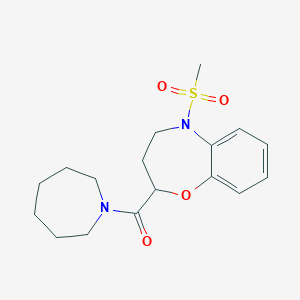 molecular formula C17H24N2O4S B6056667 2-(1-azepanylcarbonyl)-5-(methylsulfonyl)-2,3,4,5-tetrahydro-1,5-benzoxazepine 
