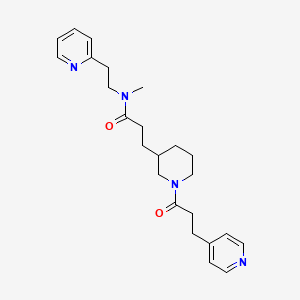 molecular formula C24H32N4O2 B6056686 N-methyl-N-[2-(2-pyridinyl)ethyl]-3-{1-[3-(4-pyridinyl)propanoyl]-3-piperidinyl}propanamide 