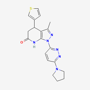 molecular formula C19H20N6OS B6056705 3-methyl-1-[6-(1-pyrrolidinyl)-3-pyridazinyl]-4-(3-thienyl)-1,4,5,7-tetrahydro-6H-pyrazolo[3,4-b]pyridin-6-one 