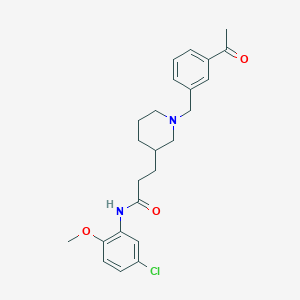 molecular formula C24H29ClN2O3 B6056710 3-[1-(3-acetylbenzyl)-3-piperidinyl]-N-(5-chloro-2-methoxyphenyl)propanamide 