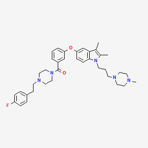 molecular formula C37H46FN5O2 B605672 (3-((2,3-二甲基-1-(3-(4-甲基哌嗪-1-基)丙基)-1H-吲哚-5-基)氧基)苯基)(4-(4-氟苯乙基)哌嗪-1-基)甲苯酮 CAS No. 1861449-70-8