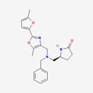 molecular formula C22H25N3O3 B6056737 (5S)-5-[(benzyl{[5-methyl-2-(5-methyl-2-furyl)-1,3-oxazol-4-yl]methyl}amino)methyl]-2-pyrrolidinone 