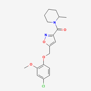 molecular formula C18H21ClN2O4 B6056745 1-({5-[(4-chloro-2-methoxyphenoxy)methyl]-3-isoxazolyl}carbonyl)-2-methylpiperidine 