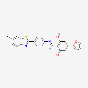 molecular formula C25H20N2O3S B6056766 5-(2-furyl)-2-({[4-(6-methyl-1,3-benzothiazol-2-yl)phenyl]amino}methylene)-1,3-cyclohexanedione 