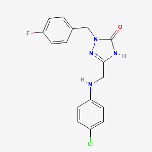 molecular formula C16H14ClFN4O B6056821 5-{[(4-chlorophenyl)amino]methyl}-2-(4-fluorobenzyl)-2,4-dihydro-3H-1,2,4-triazol-3-one 