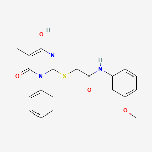 2-[(5-ethyl-4-hydroxy-6-oxo-1-phenyl-1,6-dihydro-2-pyrimidinyl)thio]-N-(3-methoxyphenyl)acetamide