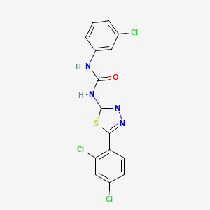 molecular formula C15H9Cl3N4OS B6056878 N-(3-chlorophenyl)-N'-[5-(2,4-dichlorophenyl)-1,3,4-thiadiazol-2-yl]urea 