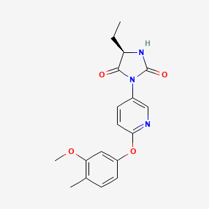 molecular formula C18H19N3O4 B605690 5R-乙基-3-[6-(3-甲氧基-4-甲基苯氧基)-3-吡啶基]-2,4-咪唑烷二酮 CAS No. 1311136-84-1