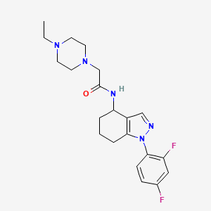 molecular formula C21H27F2N5O B6056922 N-[1-(2,4-difluorophenyl)-4,5,6,7-tetrahydro-1H-indazol-4-yl]-2-(4-ethyl-1-piperazinyl)acetamide 