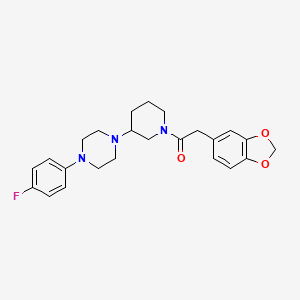 molecular formula C24H28FN3O3 B6057009 1-[1-(1,3-benzodioxol-5-ylacetyl)-3-piperidinyl]-4-(4-fluorophenyl)piperazine 