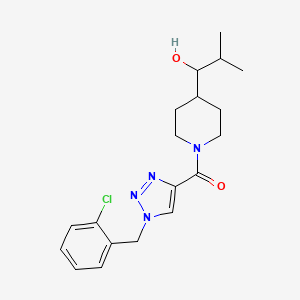 molecular formula C19H25ClN4O2 B6057033 1-(1-{[1-(2-chlorobenzyl)-1H-1,2,3-triazol-4-yl]carbonyl}-4-piperidinyl)-2-methyl-1-propanol 