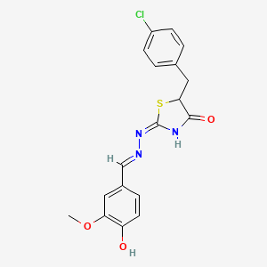 molecular formula C18H16ClN3O3S B6057042 4-hydroxy-3-methoxybenzaldehyde [5-(4-chlorobenzyl)-4-oxo-1,3-thiazolidin-2-ylidene]hydrazone 