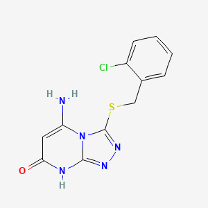 molecular formula C12H10ClN5OS B6057062 5-amino-3-[(2-chlorobenzyl)thio][1,2,4]triazolo[4,3-a]pyrimidin-7(8H)-one 