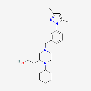 molecular formula C24H36N4O B6057070 2-{1-cyclohexyl-4-[3-(3,5-dimethyl-1H-pyrazol-1-yl)benzyl]-2-piperazinyl}ethanol 