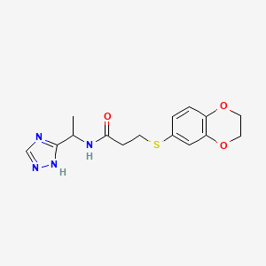 molecular formula C15H18N4O3S B6057085 3-(2,3-dihydro-1,4-benzodioxin-6-ylthio)-N-[1-(1H-1,2,4-triazol-5-yl)ethyl]propanamide 