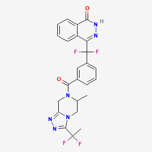 molecular formula C24H20F4N6O2 B605713 4-[[3-[3-(1,1-difluoroethyl)-6-methyl-6,8-dihydro-5H-[1,2,4]triazolo[4,3-a]pyrazine-7-carbonyl]phenyl]-difluoromethyl]-2H-phthalazin-1-one CAS No. 1825345-52-5