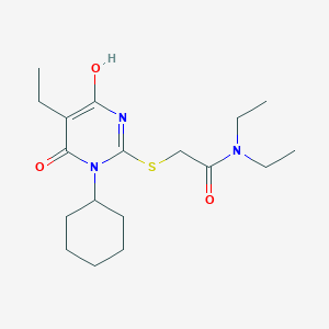 molecular formula C18H29N3O3S B6057150 2-[(1-cyclohexyl-5-ethyl-4-hydroxy-6-oxo-1,6-dihydro-2-pyrimidinyl)thio]-N,N-diethylacetamide 