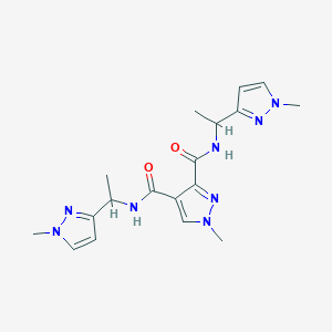 molecular formula C18H24N8O2 B6057153 1-methyl-N,N'-bis[1-(1-methyl-1H-pyrazol-3-yl)ethyl]-1H-pyrazole-3,4-dicarboxamide 