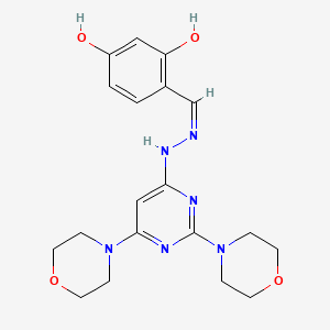 molecular formula C19H24N6O4 B6057224 2,4-dihydroxybenzaldehyde (2,6-di-4-morpholinyl-4-pyrimidinyl)hydrazone 