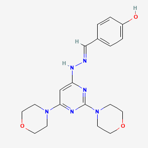 molecular formula C19H24N6O3 B6057276 4-hydroxybenzaldehyde (2,6-di-4-morpholinyl-4-pyrimidinyl)hydrazone 