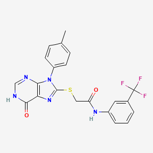 molecular formula C21H16F3N5O2S B6057284 2-{[9-(4-methylphenyl)-6-oxo-6,9-dihydro-1H-purin-8-yl]thio}-N-[3-(trifluoromethyl)phenyl]acetamide 