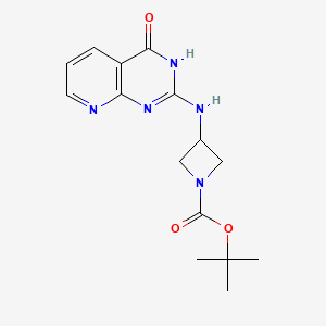 molecular formula C15H19N5O3 B605729 Tert-Butyl 3-[(4-Oxo-3h-Pyrido[2,3-D]pyrimidin-2-Yl)amino]azetidine-1-Carboxylate CAS No. 1418747-15-5