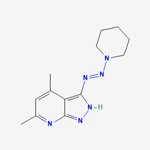 molecular formula C13H18N6 B6057327 4,6-dimethyl-3-(1-piperidinyldiazenyl)-1H-pyrazolo[3,4-b]pyridine 