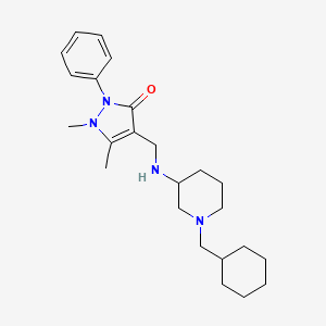 molecular formula C24H36N4O B6057340 4-({[1-(cyclohexylmethyl)-3-piperidinyl]amino}methyl)-1,5-dimethyl-2-phenyl-1,2-dihydro-3H-pyrazol-3-one 